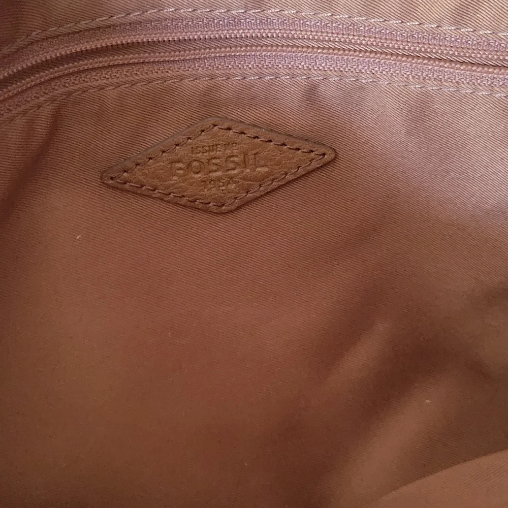 Fossil Blue and Brown Crossbody Bag. 13 x 10 x 2 Inches - Picture 3 of 8